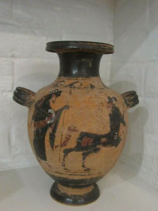 Antique Egyptian Skyphos Painted Figural Clay Ceramic Water Jug Rare