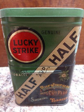 Vintage Vertical Lucky Strike Half And Half 2 Piece Pocket Tobacco Tin