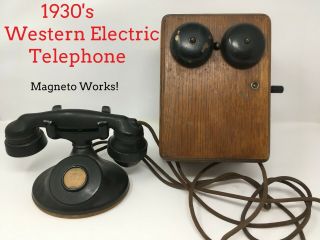Antique 1930’s Western Electric D1 Telephone E1 Handset Ringer Box Magneto