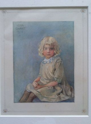 Antique Miniature Watercolor Painting Of Lovely Girl Honor Charlotte Appleton