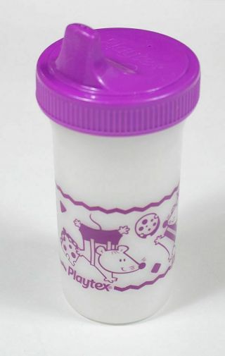 Vintage 1997 Playtex Sippy Cup Training Cup Purple Mouse Includes Valve Htf