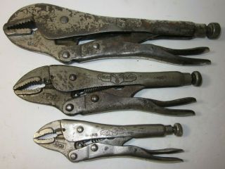 Vintage Petersen Vise Grip 3 Pc 5 Wr,  7 Wr & 10 R Locking Pliers,  U.  S.  A.