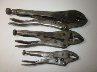 Vintage Petersen Vise Grip 3 Pc 5 WR,  7 WR & 10 R Locking Pliers,  U.  S.  A. 3
