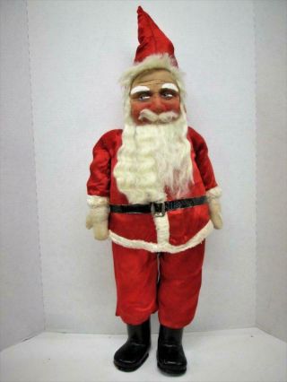 Antique 24 " Santa Claus Straw Stuffed Hand Painted Cloth Face Standard Doll Co