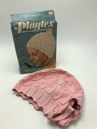 Vintage Playtex Rubber Vinyl Pink Swim Cap Bathing Water Petals