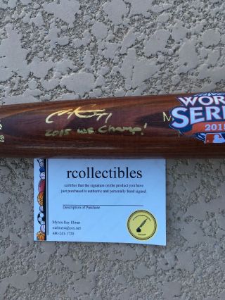 Royals Christian Colon 2015 Ws Champs Autographed Auto Signed Game Bat
