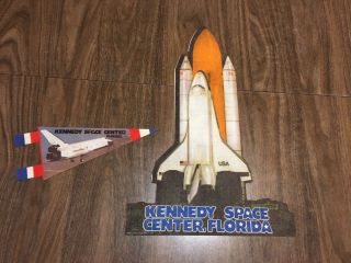 2 Vintage Kennedy Space Center Florida Pennants Space Shuttle Astronomy Theme