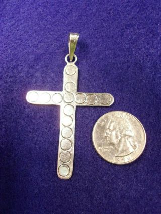 Large Vtg Mens Or Ladies Mexican Taxco Sterling Silver Christian Cross Pendant