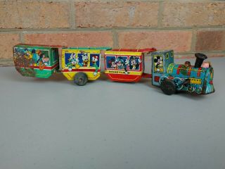 Vintage Marx Tin Wind Up Disney Express Toy Train Mickey Mouse Donald Duck