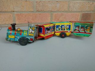 Vintage Marx Tin Wind Up Disney Express Toy Train Mickey Mouse Donald Duck 2