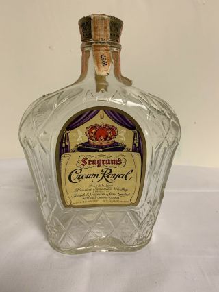 Vintage Seagrams Crown Royal Bottle 1957 Stamped Collectible Bottle