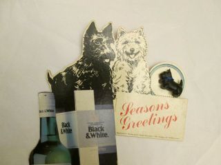 Vintage 1980s Black&White Scotch Whiskey Advertising Sign w/Miniature Dogs 2