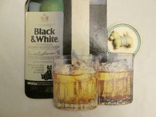 Vintage 1980s Black&White Scotch Whiskey Advertising Sign w/Miniature Dogs 3