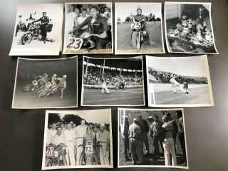 9 Vintage Motorcycle Racing Rider Harley Davidson Enthusiast Photographs