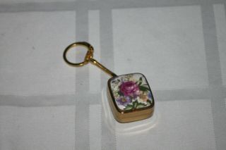 Vintage Sankyo Wind - Up Musical Key Chain Rose Flowers Gold Tone Case