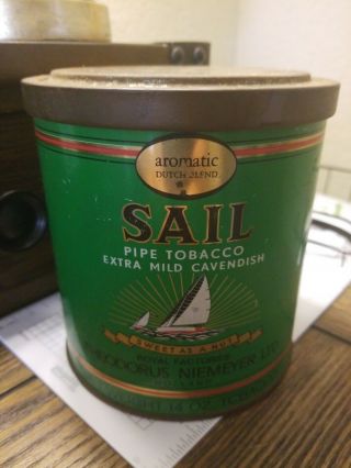 Vintage Sail Pipe Tobacco 14 Oz Tin Canister Can Advertising Piece Holland