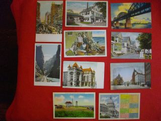 Vintage 1910 - 1920s Postcards Assorted Regions In Usa 10x Provincetown,  Times Sq