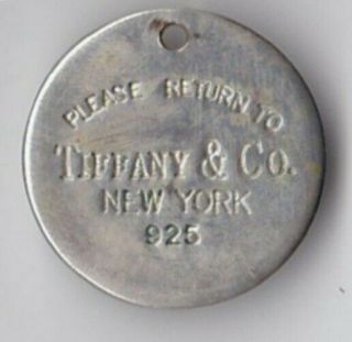 Please Return To Tiffany & Co York 925 - Vintage Sterling Silver Tag / Charm