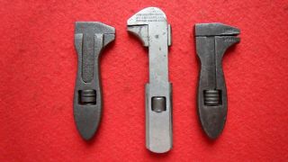 3 Vintage Adjustable Spanners Wrench Girder Classic Car King Dick / Mossberg Usa