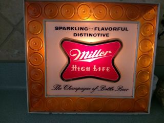 Vintage Cool Miller High Life Beer Lighted Bar Sign And Looks Good