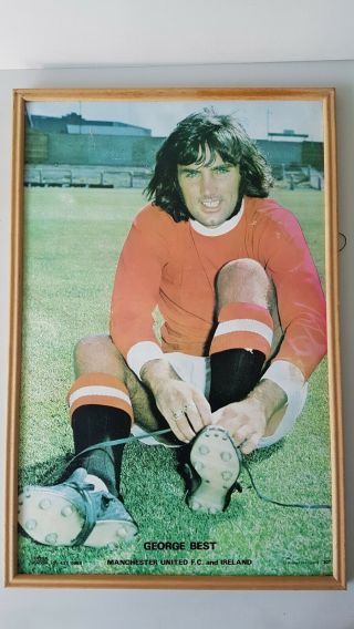 Vintage George Best Framed Picture Manchester United Ireland Tying Laces