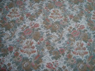 1970s Vintage Flower Floral Tapestry Fabric 1 - 1/2,  Yards Upholstery Drapery