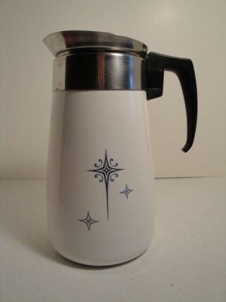 Vintage Corning Ware Atomic Black Starburst 9 Cup Stove Top Coffee Percolator