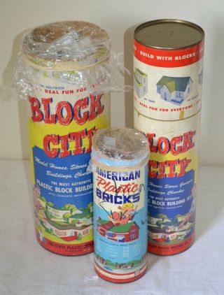 Thriftchi (2) Vintage Block City Building Blocks,  (1) American Plastic Bricks