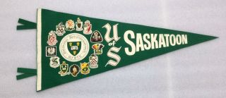 University Of Saskatchewan Canada Vtg 29” 1960 - 70’s Felt Pennant A,  Cond