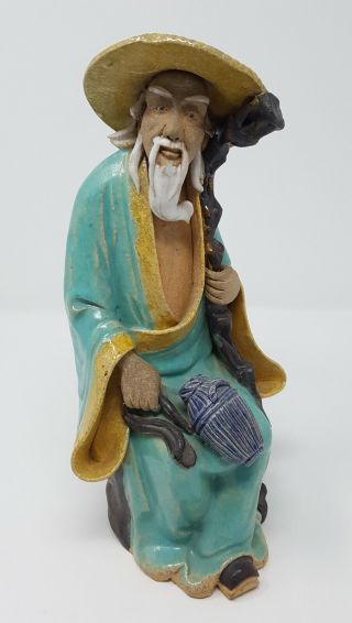 Antique Chinese Shiwan Mudman Figurines Statues 10 " High