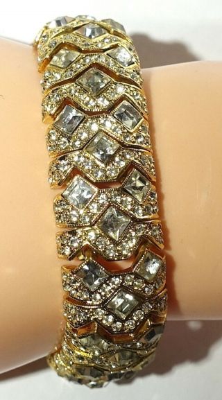Estate Vintage Clear Crystal Rhinestone Gold Bracelet - 7 "