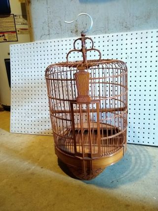 Vintage Chinese Asian Bentwood Carved Bamboo Birdcage