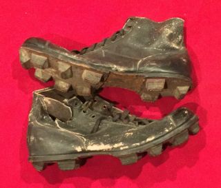Antique Circa 1910 Spalding Brand Stacked Leather Football Cleats Shoes Early