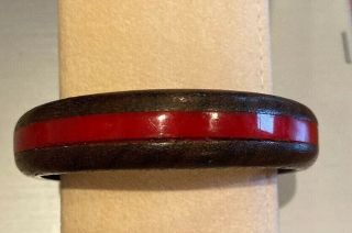 Vintage Deco Red Bakelite Wood Bangle Bracelet 5/8 Inch Wide 2 1/2 " Diameter