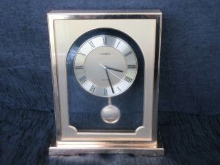 Vintage Linden Brass Quartz Mantle Clock W/ Pendulum