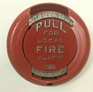 Vintage Standard Electric Time Fire Alarm Pull Station Red Round
