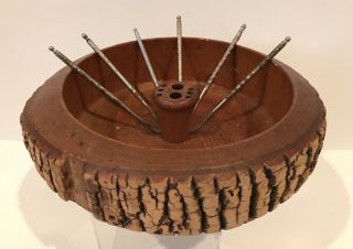 Vintage Natural Wood Tree Bark Nut Bowl Picks Mid Century Sumil