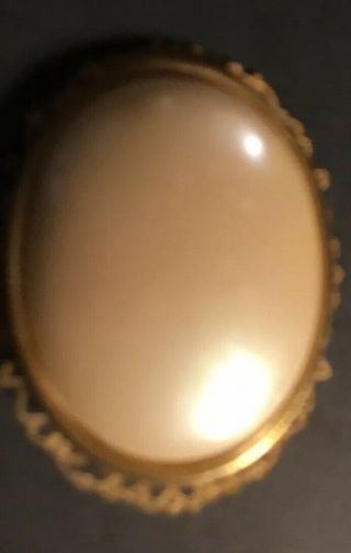 Vintage Miriam Haskell Gold Toned Faux Pearl Brooch