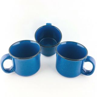 Vintage Set Of 3 Marlboro Unlimited Heavy Duty Blue Speckled 14oz Coffee Mugs