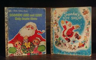 2 Vintage Little Golden Books - Santa 
