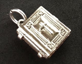 Vintage Sterling Silver Charm Signed Nuvo Opening Holy Bible Lord 