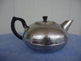 Vintage Britdis Chrome On Copper Teapot Zealand 8 Cup