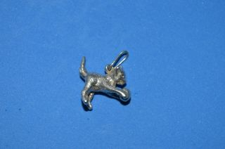 Vintage Sterling Silver Cat Playing With A Ball For Charm / Necklace