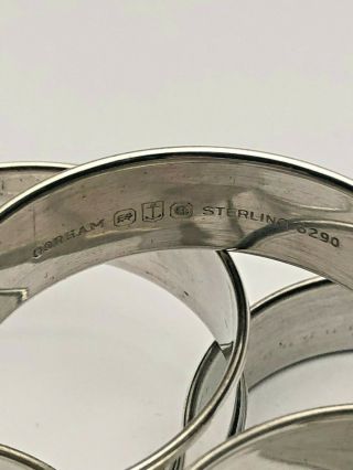 Gorham Sterling set of 7 Silver Napkin Rings 6290 3