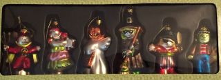 6 Vintage 2003 Halloween 3.  5 " Glass Ornaments Ghouls Monsters Devil Witch