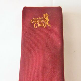 Queensland Cricketers Club Social Logo Vintage Maroon Merchandise Neck Tie