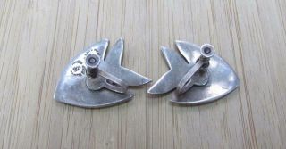 Vintage Enameled Sterling Silver FISH Screw - Back Earrings 10.  8grams 3 - K522 2