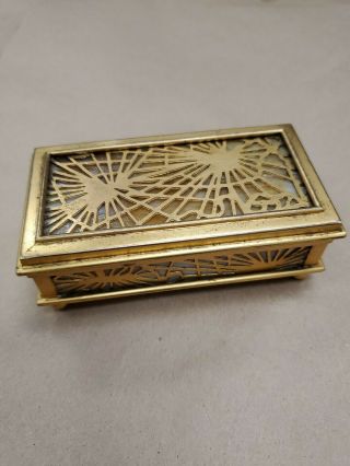 Tiffany Studios Rare Antique Slag Glass & Bronze Box With Pine Needle Pattern