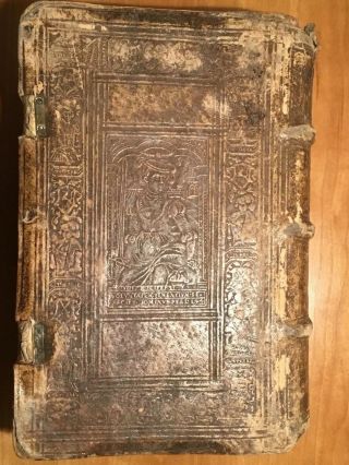 1567 Antique Bible Lugundi,  Leather Bound With 200 Woodcuts Images. 3
