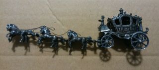 Rare Antique German 800 Sterling Silver Miniature Horse Drawn Royal Carriage